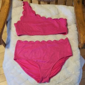 Old Navy Hot Pink Scallop-Edge Kids Bikini Set